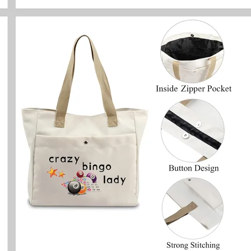 Vista 6 de VAMSII Crazy Bingo Lady Tote Large Juego de Bingo Bolsa de Almacenamiento Bingo Amante Regalos Bingo Jugador de Bingo Bolsa de Bingo Bolsa