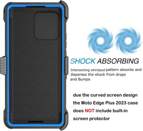 Vista 2 de Tekcoo Funda para Motorola Edge+ 2023 Edge 40 Pro X40 XT2301 - Clip de cinturón de bloqueo con función atril absorbente de golpes y cubierta
