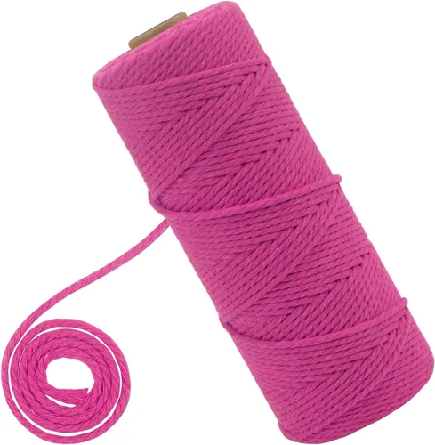 Vista 15 de CAMAL Cordón de macramé de 0.079 pulgadas x 109 yardas, cuerda de color trenzado de 3 hebras de algodón natural para tejer, atrapasueños, colgar
