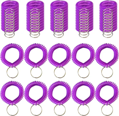 Vista 10 de Colorido llavero de bobina de muñeca pulsera en espiral llavero pulsera titular de la llave para piscina gimnasio identificación insignia