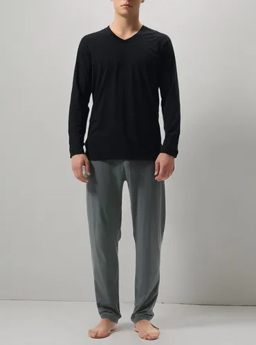 Vista 6 de DAVID ARCHY Conjunto de pijama para hombre, de algodón suave, de manga larga, cómodo, con bolsillos