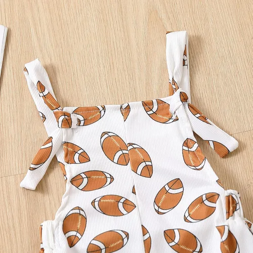 Vista 2 de Lamuusaa Traje de fútbol para niña pequeña, sin mangas, con tirantes, overoles acampanados, talla 6M-4T