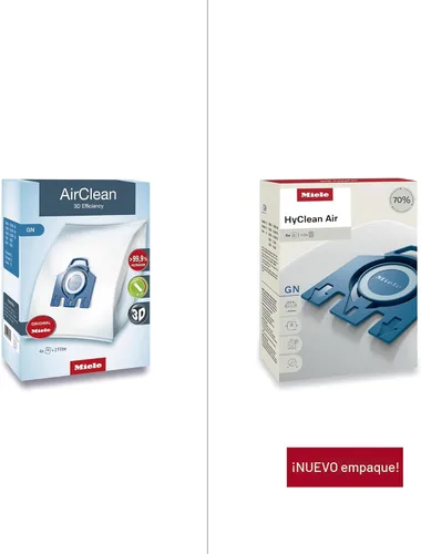 Vista 2 de Bolsa Miele 10123210 AirClean con eficiencia 3D, tipo GN, 4 bolsas y 2 filtros, blanca