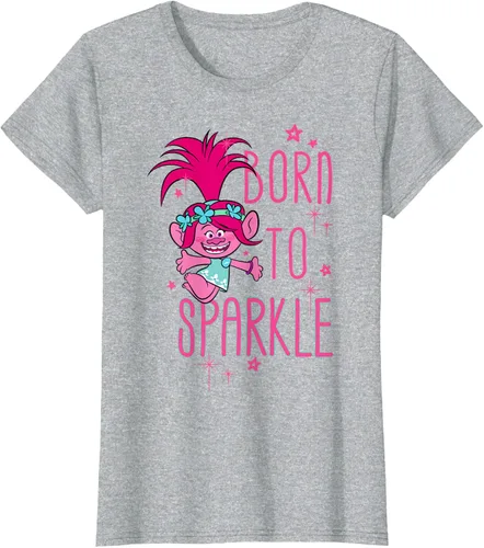Vista 32 de DreamWorks Trolls Camiseta Born to Sparkle Negro