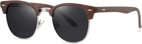 Vista 149 de AEVOGUE Gafas de sol polarizadas para mujeres y hombres semi marco retro gafas de sol AE0369