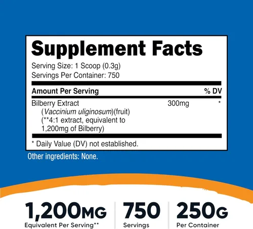 Vista 2 de Nutricost Arándano en polvo 8.82 oz - Sin gluten y sin OMG