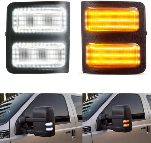 Vista 7 de Jinfili Luces intermitentes dinámicas para espejo lateral y lámpara de funcionamiento para Ford 2015-2024 F150, 2017-2024 F250 F350 F450 F550 Super