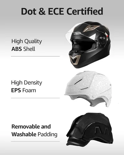 Vista 3 de Casco integral para motocicleta, aprobado por DOT, casco YEMA YM-829, para motocicleta, ciclomotor de calle, carreras con visera solar para adultos