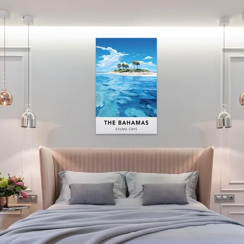 Vista 8 de Póster de viaje vintage de The Bahamas Exuma Cays de 08 x 12 pulgadas (7.9 x 11.8 in), póster de arte de pared y lienzo de arte de pared para sala