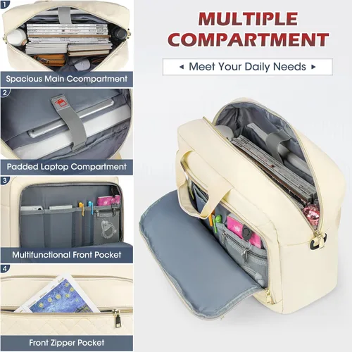 Vista 4 de NEWHEY Bolsa para laptop de 17.3 pulgadas, maletín para computadora portátil para mujeres y hombres, bolsa de hombro impermeable, bolsa de mensajero