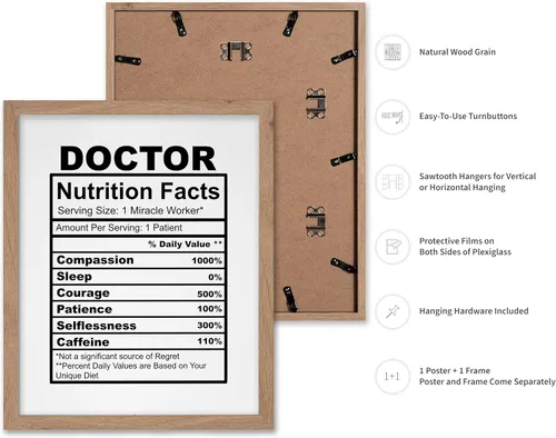 Vista 2 de Poster Master Póster de Etiqueta - Impresión Divertida Retro - Regalo para Médico, Amigo - Datos Nutricionales del Doctor, MD, Médico, Apreciación