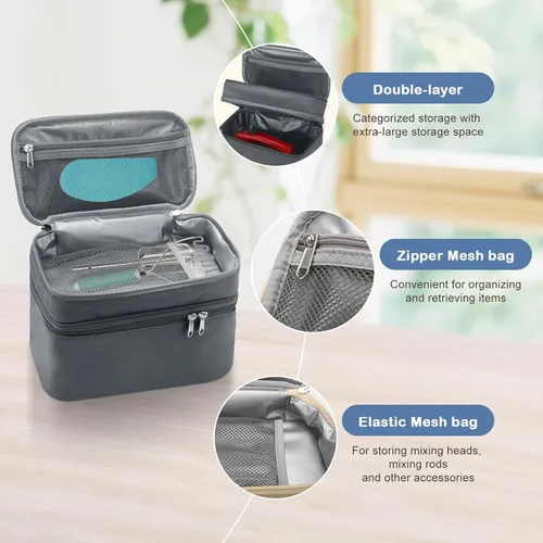 Vista 3 de Funda para batidora de mano para ayuda de cocina, bolsa de almacenamiento de accesorios para licuadora de inmersión, bolsa de transporte de mano