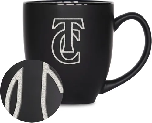 Vista 290 de Rico Industries - Taza de cerámica mate negra con grabado láser estándar de 15oz para NCAA (escuelas T & U) - Para bebidas calientes o frías
