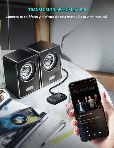 Vista 5 de COMSOON Receptor Bluetooth, negro, adaptador AUX Bluetooth 5.0 de 0.1 in