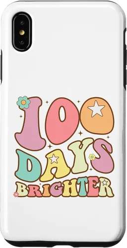 Vista 11 de 100 Days Brighter Happy 100th Day of School Groovy Kids Girl Case for iPhone XR