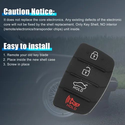 Vista 6 de X AUTOHAUX 4 botones de coche remoto Fob caso cubierta inserto de goma teclado teclado reemplazo para Hyundai