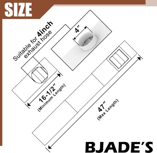 Vista 2 de BJADE'S Kit de ventana de ventilación de secadora para manguera de ventilación de secadora de 4 pulgadas con cubierta de ventilación de secadora al