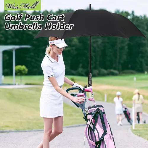 Vista 7 de Soporte de paraguas de carrito de golf resistente ajustable en 180° para cochecito, bicicleta, silla de ruedas, silla de ruedas, silla de playa
