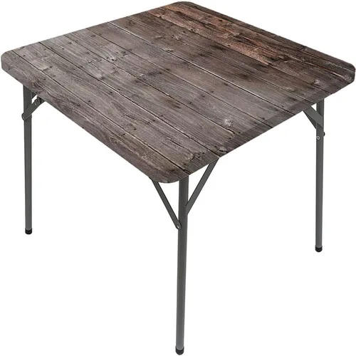 Vista 19 de Mesa cuadrada de tablones de madera, impresión de textura de tablones de madera, borde elástico, adecuada para catering y cocina, apta para mesa
