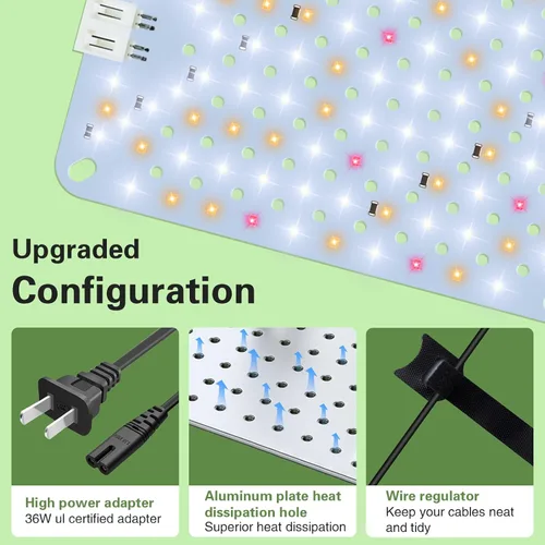 Vista 4 de Luces de Crecimiento de Panel Ultrafino de Espectro Completo de 24W, 384 LEDs Luz de Crecimiento de Plantas para Plantas de Interior con Función