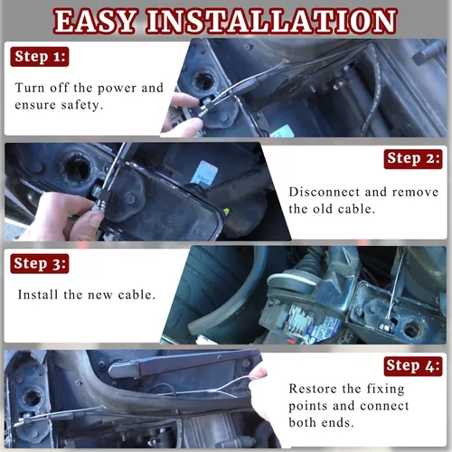 Vista 7 de Kit de cables de liberación de capó de emergencia de 4 piezas para Chevrolet Corvette C4 1984-1996, accesorios de reemplazo directo RP604802