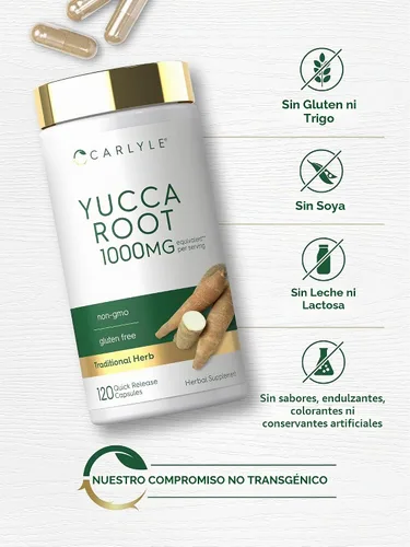 Vista 5 de Carlyle Extracto de raíz de yuca 120 cápsulas Suplemento herbario Sin OMG y sin gluten