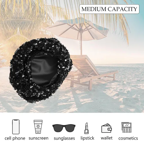 Vista 4 de Bolso de noche para mujer, bolso de mano mediano con lentejuelas brillantes, elegante bolso de hombro para fiesta de graduación, boda