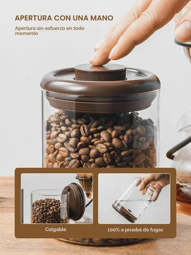 Vista 3 de Contenedor de café, recipiente hermético de almacenamiento de 2 x 10 oz - Transparente