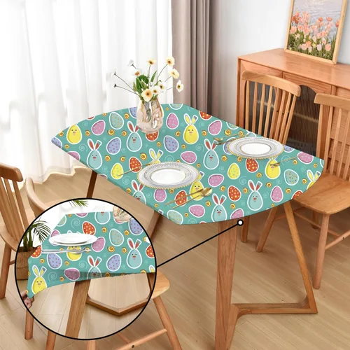 Vista 41 de Mantel ajustado blanco con elástico para mesas plegables de 48x48 pulgadas, manteles lavables y elásticos de elastano para mesas de cartas, manteles
