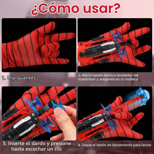 Vista 4 de 2 Piezas Lanzador de Telaraña de Muñeca - Lanzatelarañas de Alta Precisión para Cosplay, Juego de Roles y Diversión al Aire Libre - Correa