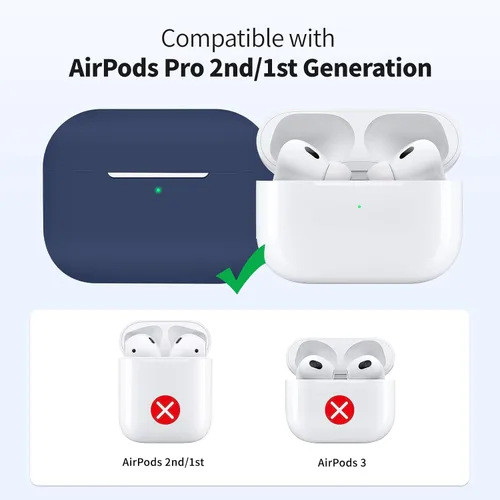 Vista 2 de Funda compatible con Airpods Pro 2 con llavero, funda protectora completa de silicona suave para Apple AirPods Pro de 2ª generación, LED frontal