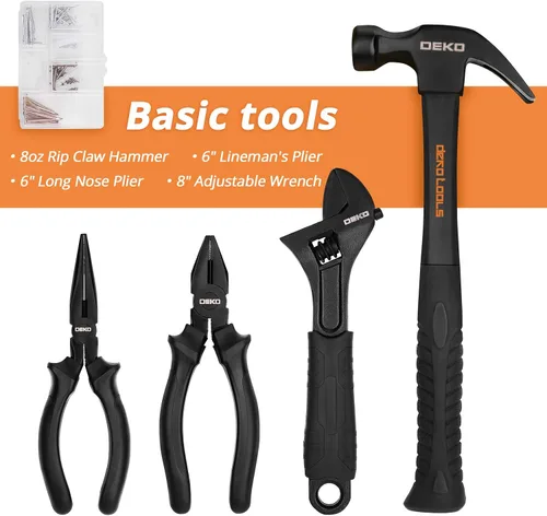 Vista 4 de DEKOPRO Kit de herramientas manuales para el hogar general de 218 piezas, juego de herramientas profesionales de reparación de automóviles