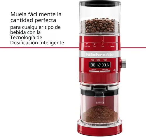 Vista 2 de KitchenAid Molinillo para café, de rebaba - KCG8433 - Rojo Imperio Smart Dosing Technology for Ideal Grounds, 70 Grind Settings for All Brew