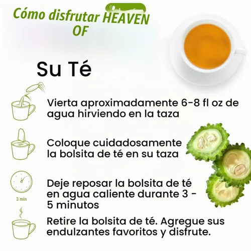 Vista 9 de Lavendium Bolsas de té de melón amargo, sin cafeína, 60