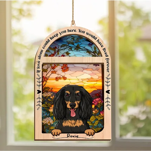Vista 119 de LOVELYPOD Adorno de Navidad personalizado de sabueso afgano, atrapasoles con nombre, regalos de pérdida de mascotas, regalos para amantes