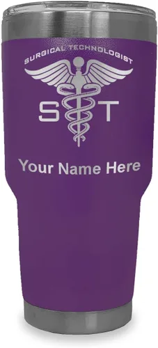 Vista 25 de LaserGram Vaso aislado al vacío de 20 onzas, ST Surgical Technologist, grabado personalizado incluido (gris)