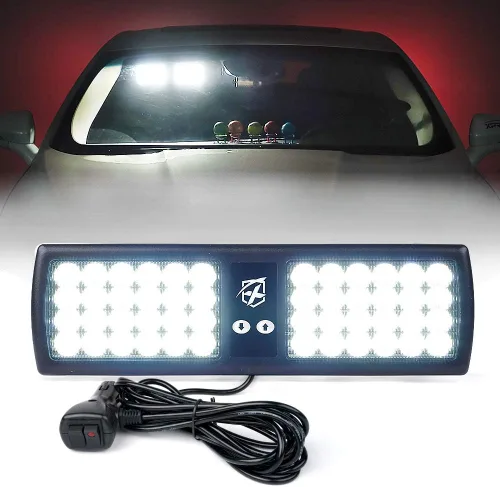 Vista 13 de Xprite - Luces estroboscópicas Amber de 48 LED para visor, luces interiores de parabrisas y protector solar, luces de advertencia de peligro