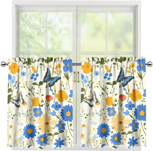 Vista 75 de God Bssing You Tier Curtains for July 4Th 2026 27.5x24 2 Panels Light Filtering Half Window Rod Pocket for Kitchen/Bathroom