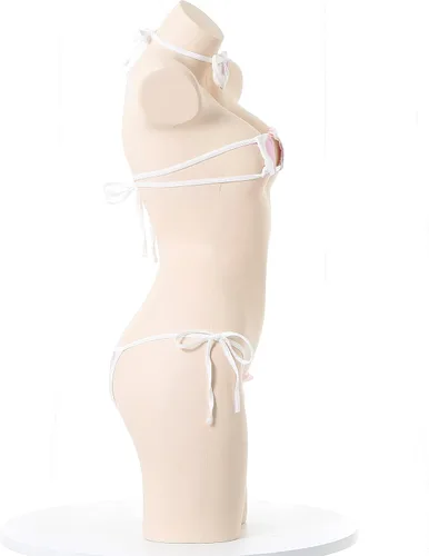 Vista 3 de SINROYEE Bikini sexy de vaca para mujer, traje de Lolita Maid, brasier y calzón kawaii, lencería de anime japonés