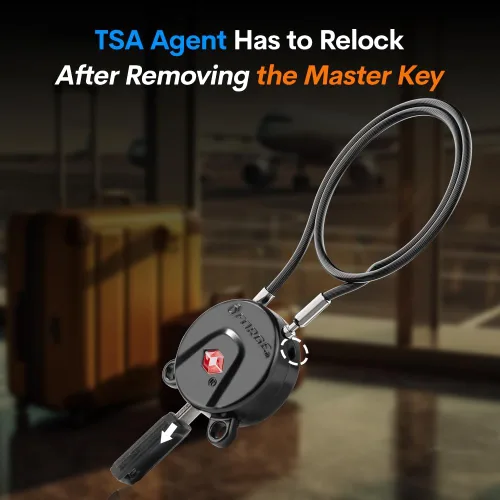 Vista 5 de Forge Cerraduras de equipaje aprobadas por la TSA, cerradura de viaje con llave de hoyuelo ultra segura, cerraduras de cable extralargas de 15