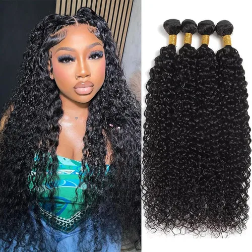 Vista 8 de Paquetes de cabello humano onda de agua 4 paquetes 10 12 14 16 pulgadas 10A brasileño virgen rizado profundo paquetes 100% sin procesar mojado