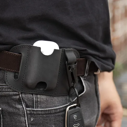 Vista 3 de Gentlestache Funda de cuero para Zippo, Funda de cuero Zippo, Funda de cuero para AirPods, Bolsa más ligera para cinturón Negro