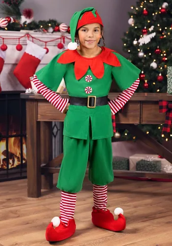 Vista 2 de Youth Holiday Elf Costume, Spread Joy and Magic with this Festive Christmas Outfit for Kids