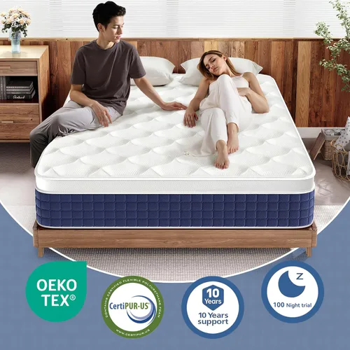 Vista 6 de Susalt Colchón tamaño King en una caja, colchón híbrido de espuma viscoelástica King de 12 pulgadas, firmeza media, sin fibra de vidrio, soporte