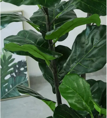 Vista 3 de Plantas falsas, árbol artificial, rama de árbol artificial nórdico, ficus lyrata, árbol de banano falso para el hogar, jardín, decoración de bonsái
