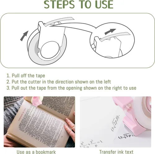 Vista 4 de Juego de 4 cintas invisibles con mini dispensador, cinta mágica de 1/2 pulgada, cinta transparente para escritura, reparación portátil para oficina
