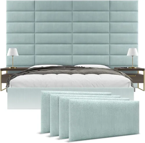 Vista 44 de Vänt - Paneles tapizados de pared, cabeceros de pared tamaño Queen/Full, color beige boucle, juego de 4 paneles