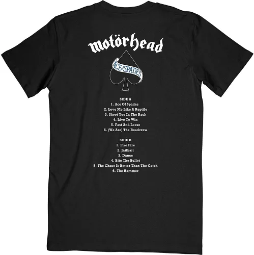 Vista 2 de Motorhead Unisex T-Shirt Ace of Spades Track list (Back Print) - Large - Black - Unisex