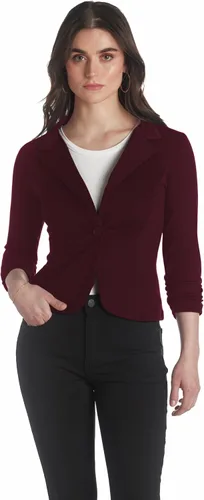 Vista 3 de Hybrid & Company Women's Casual Work Office Notch Lapel Blazer Jacket Stretch Premium Nylon Ponte Made in USA