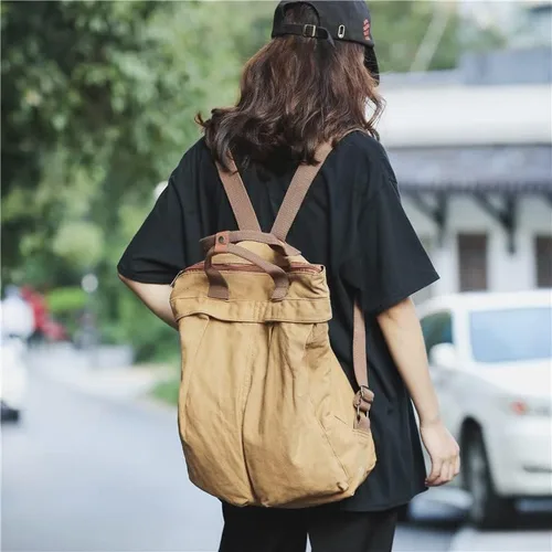Vista 2 de KARRESLY Mochila vintage para mujer, mochila de lona casual para hombre, Marrón